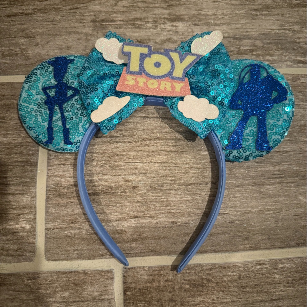 DISNEY EARS HEADBAND TOY STORY BLUE BUZZ WOODY CLOUDS